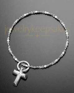 Luxury Compact Cross Sterling Cremation Bracelet