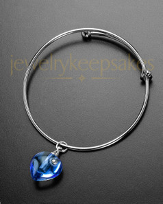 Sophisticate Blue Glee Heart Cremation Bracelet