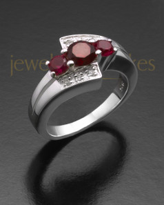 Ladies White Gold Radiant Red Cremation Ring