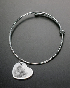 Sophisticate Side Heart Photo Engraved Bracelet