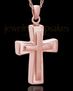 Urn Jewelry 14K Rose Gold Gold Two Cross Keepsake