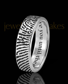 Ladies Solid 14k White Gold Thumbprint Ring