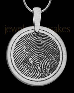 Brushed Stainless Steel Round Thumbprint Pendant