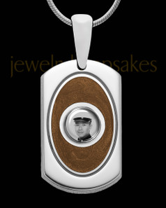 Sterling Silver Photo Dog Tag  with Espresso Ash Jewelry