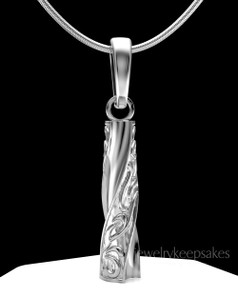 Solid 14k White Gold Turned Cylinder Permanently Sealed Cremation Jewelry