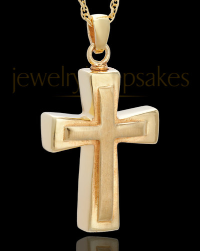Urn Jewelry Gold Plated Two Cross Keepsake