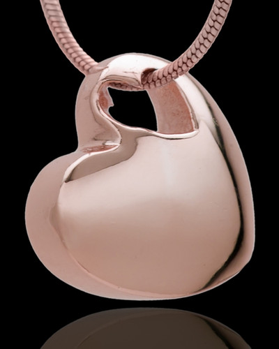 Small Natural Heart Cremation Urn Pendant Rose Gold Plated