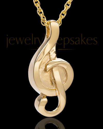 14k Gold Music to My Heart Cremation Necklace