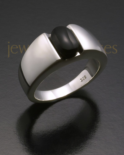Men's Silver Beguiling Black Onyx Cremation Ring