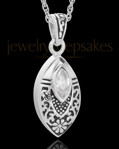 Stainless Decorated Teardrop Urn Pendant