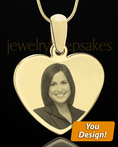 Custom Heart Photo Pendant Necklace Gold Plated With Engraving