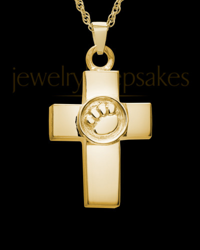 Ash Keepsake Gold Plated Dedication Paw Cross Keepsake
