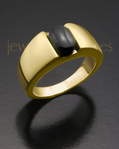 Ladies 14k Gold Beguiling Black Onyx Ash Ring