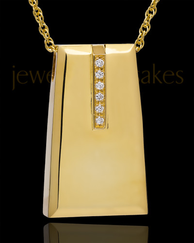 14K Gold Shimmer Rectangle Cremation Necklace