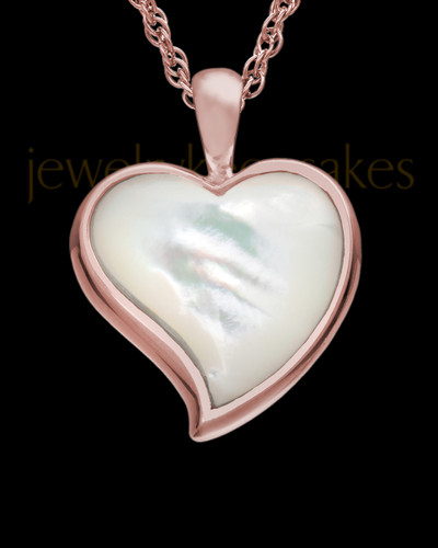 Cremated Remains Jewelry 14K Rose Gold Dewy Heart