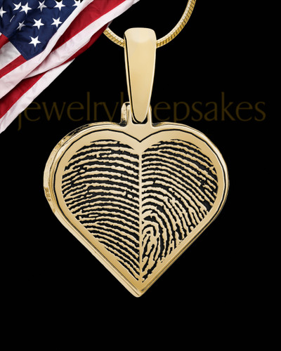 Gold Plated Two-print Heart Sterling Silver Thumbprint Pendant