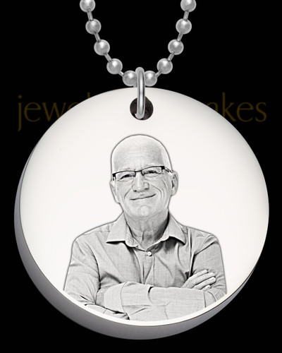 Photo Engraved Thick Round Pendant Stainless Steel