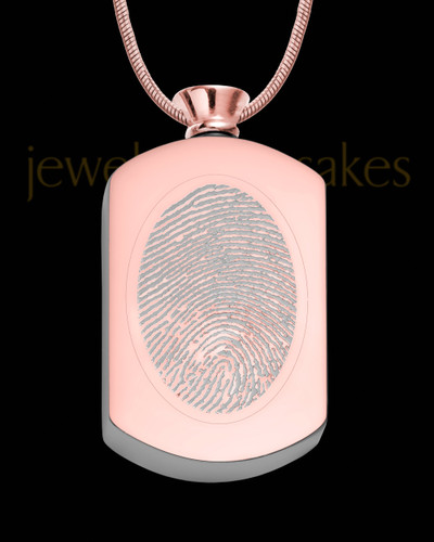 Rose Gold Plated Stainless Stunning Rectangle Thumbprint Pendant