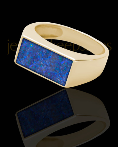 Solid 14K Gold Men's Dumaine Ocean Tide Opal Ash Ring