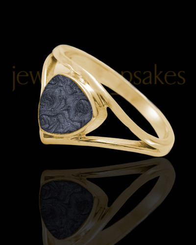 Solid 14K Gold Ladies Tennyson with Graphite Ash Ring