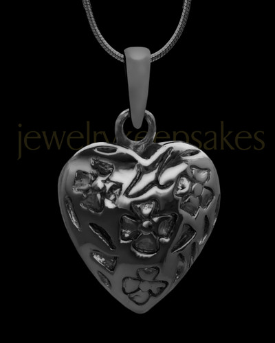 Black Plated Spooled Heart Permanently Sealed Jewelry
