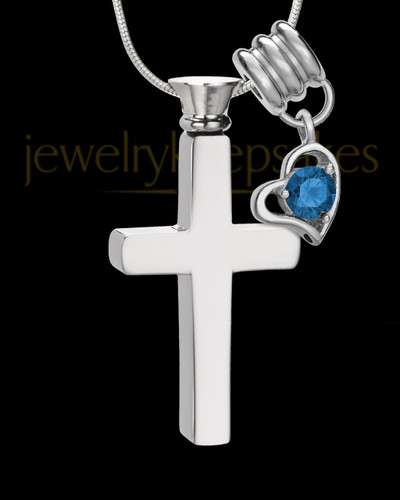 Stainless Cremains Locket September Memorable Cross - Eternity Collection