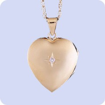 Cremation Necklace 14K Gold Diamond Heart Locket