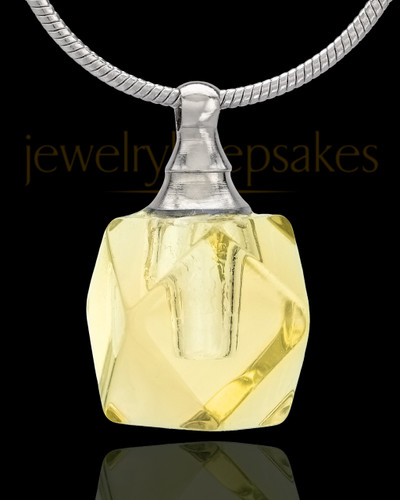 Urn Necklace Yellow Cubes Glass Locket