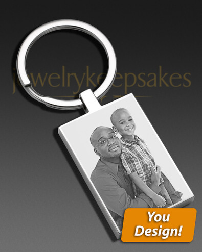 Custom Photo Engraved Keychain Rectangle Stainless