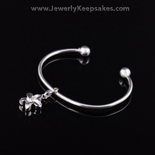Silver Daisy bracelet funeral jewelry and flower cremation