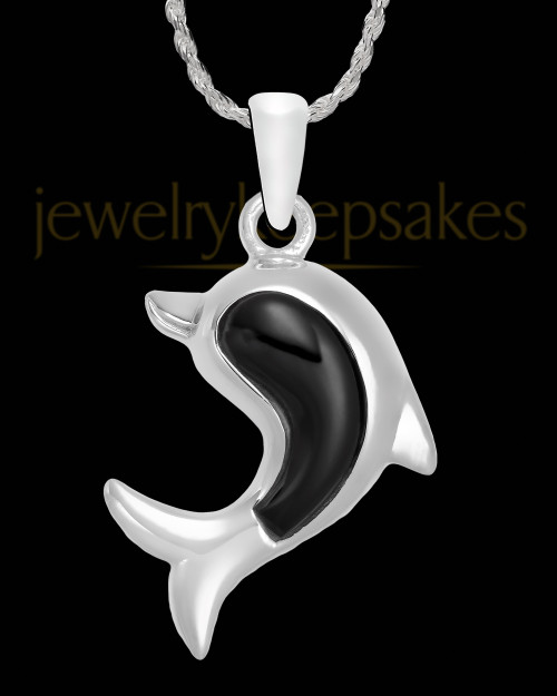 Jewelry Urn Sterling Silver Black Dolphin Keepsake