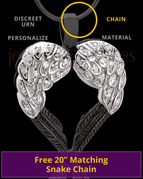 Two Tone Sterling Winged Memories Heart Cremation Urn Pendant