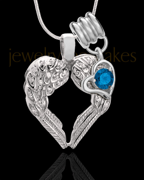 September Winged Memories' Sterling Silver Heart Cremation Pendant