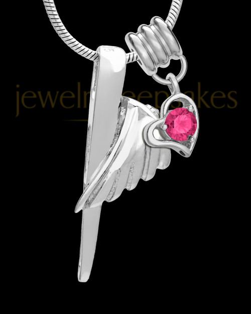 Sterling Silver Grace Cremation Urn Pendant - October