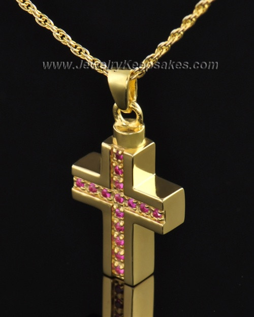 Gold Plated Tender Cross Cremation Necklace