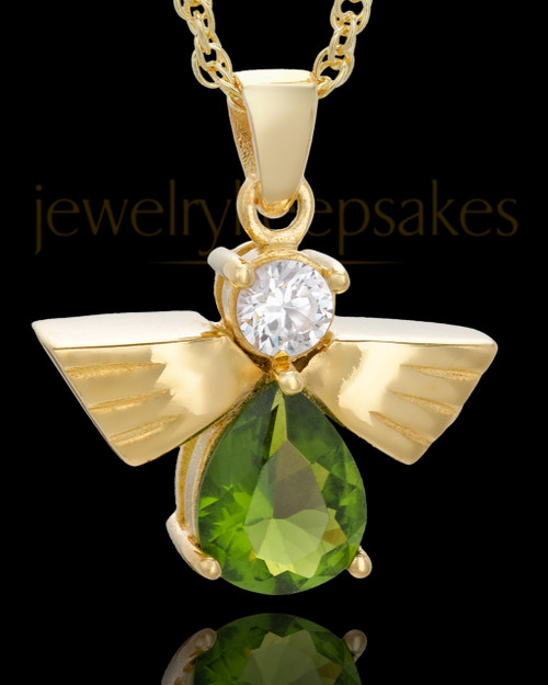 Gold Plated Green Lovely Messenger Urn Keepsake
