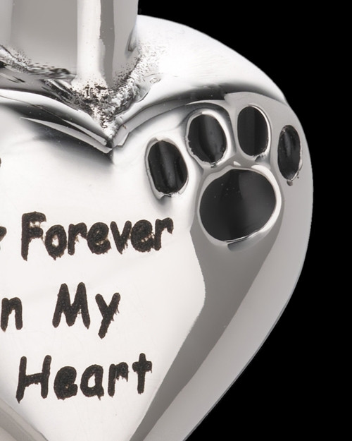 Stainless Paw Print Forever Heart Urn Pendant
