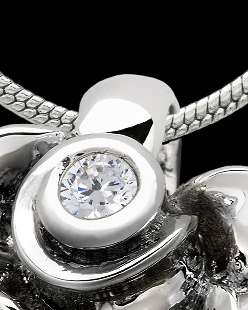 Black Plated Confident Rose Cremation Urn Pendant