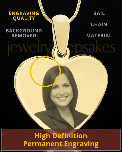 Custom Heart Photo Pendant Necklace Gold Plated With Engraving