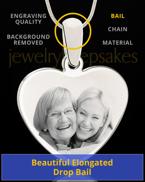 Personalized Engraved Heart Photo Pendant Necklace In Stainless Steel