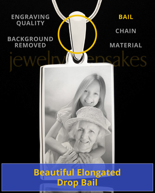 Custom Photo Engraved Rectangle Pendant Necklace Stainless Steel