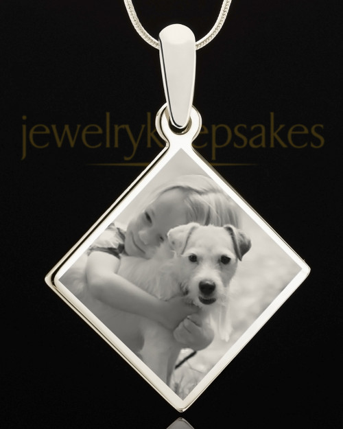 Photo Engraved Diamond Pet Pendant Stainless Steel