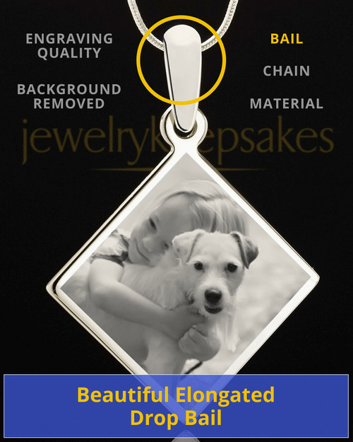 Photo Engraved Diamond Pet Pendant Stainless Steel