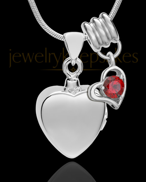 Sterling Silver Gentle Heart January Urn Pendant