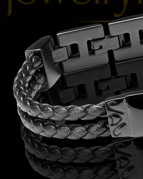 Personalized Engravable Black Plated Ashes Keepsake Bracelet
