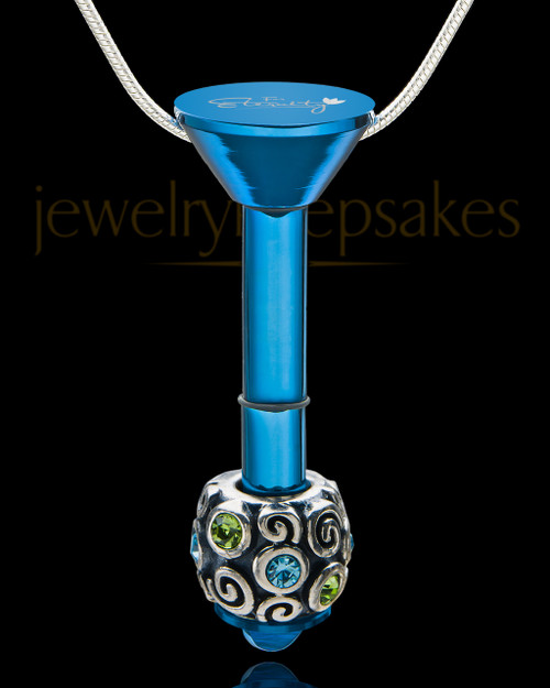 Blue Stainless Millenium Cremation Pendant with Trusting Charm