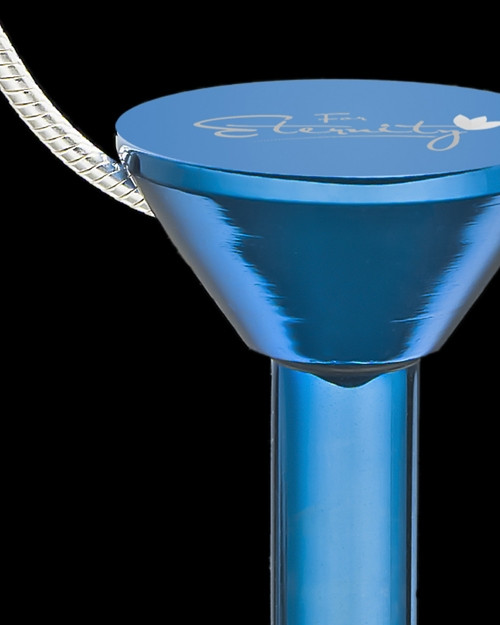 Blue Stainless Millenium Cremation Pendant with Sparkle Charm