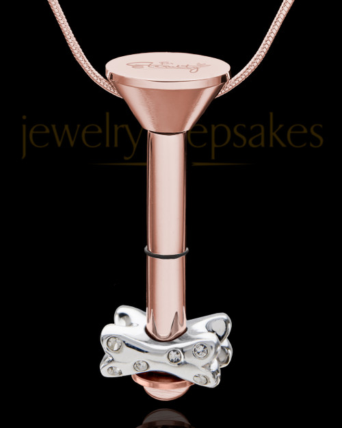 Millenium in Rose Jewelry Urn with Fetch Me Bone Charm