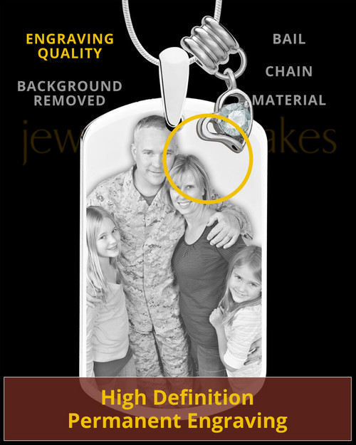 April Photo Engraved Stainless Steel Dog Tag Pendant With Chain