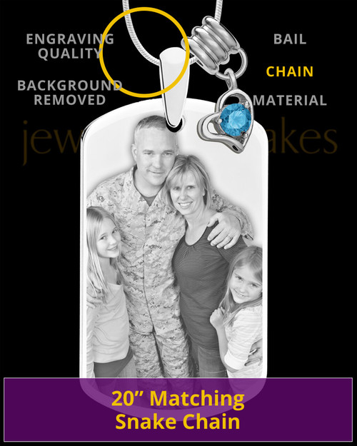 December Photo Engraved Stainless Steel Dog Tag Pendant With Chain